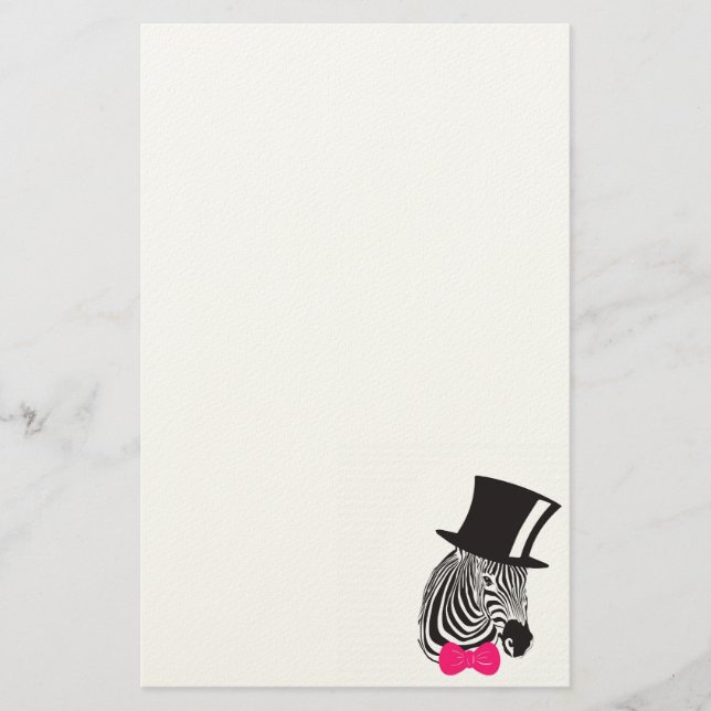 Hipster Zebra med top hat och Bow Tie Brevpapper (Framsida)