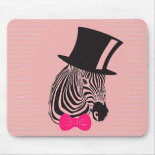 Hipster Zebra med top hat och Bow Tie Musmatta