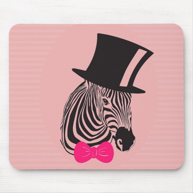 Hipster Zebra med top hat och Bow Tie Musmatta (Framsidan)
