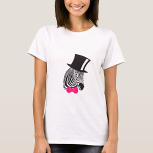 Hipster Zebra med top hat och Bow Tie T-shirt