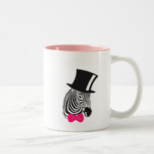 Hipster Zebra med top hat och Bow Tie Två-Tonad Mugg