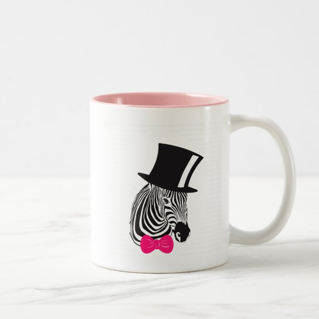 Hipster Zebra med top hat och Bow Tie Två-Tonad Mugg (Höger)