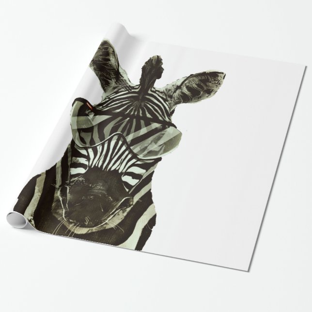 Hipster Zebra Presentpapper (Utrullad)