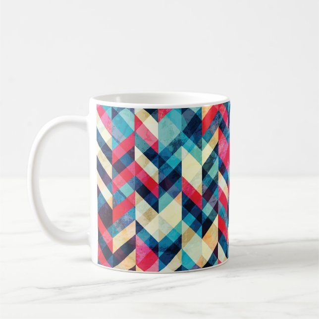 hipster zigzag seamless mönster med grunge effekt kaffemugg (Vänster)