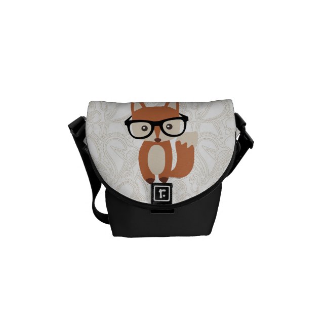 Hipsterbabyräv w/Glasses Messenger Bag (Framsidan)