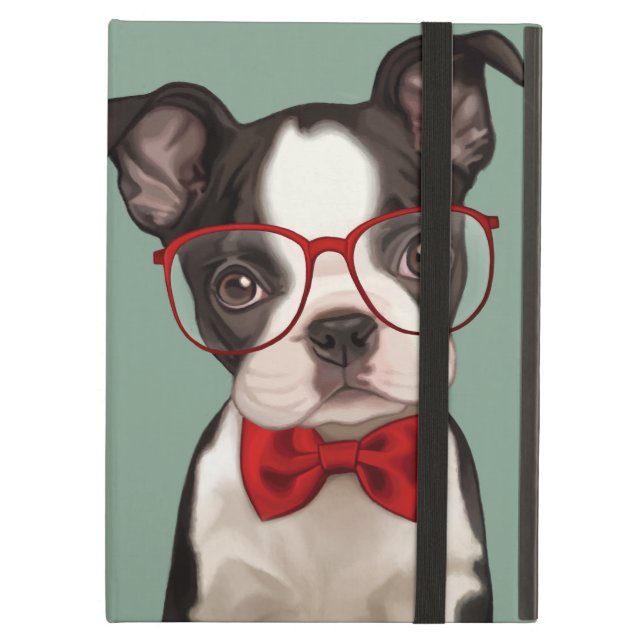 HipsterBoston Terrier iPad Air Fodral (Framsidan Closed)