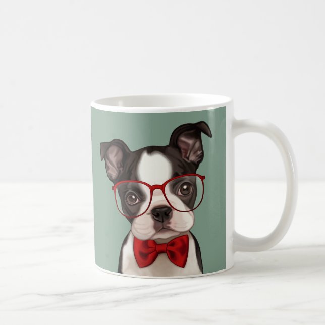 HipsterBoston Terrier Kaffemugg (Höger)