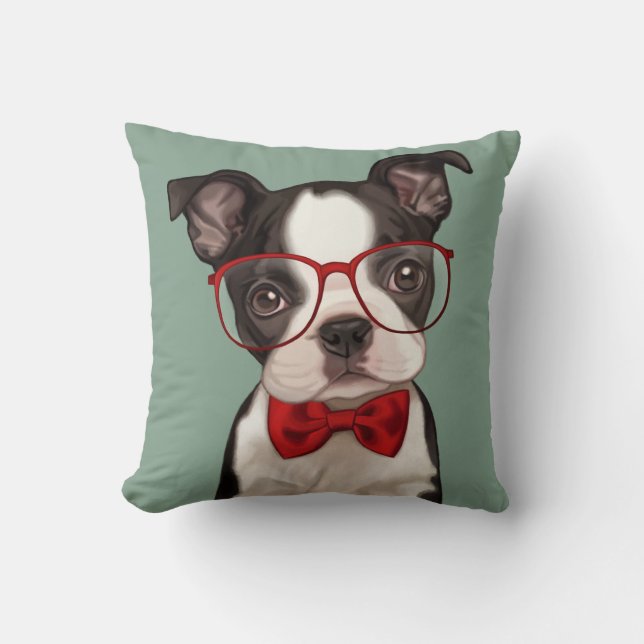 HipsterBoston Terrier Kudde (Framsida)