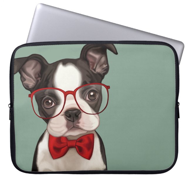 HipsterBoston Terrier Laptop Sleeve (Framsidan)