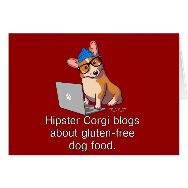 HipsterCorgi 2 Hälsningskort (Framsidan Horizontal)