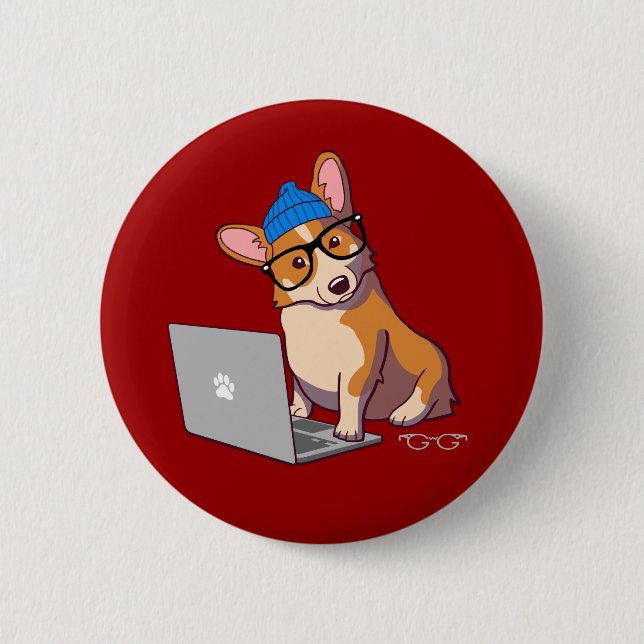 HipsterCorgi 2 (utan text) Knapp (Framsida)