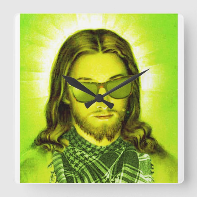 hipsteren jesus sparar och kärlekar fyrkantig klocka (Framsida)