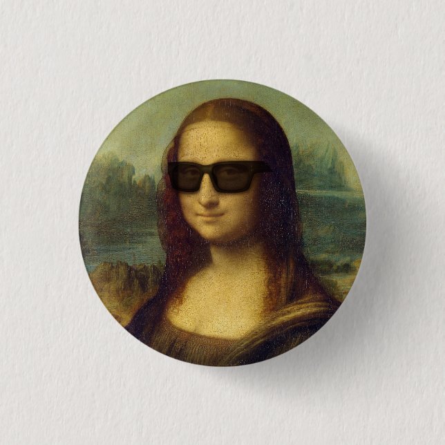Hipsteren Mona Lisa i Hipster skuggar Da Vinci Knapp (Framsida)