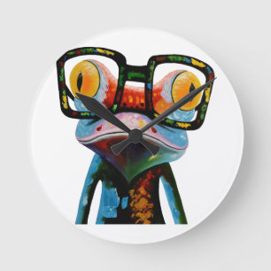 Hipsterexponeringsglasgroda Rund Klocka