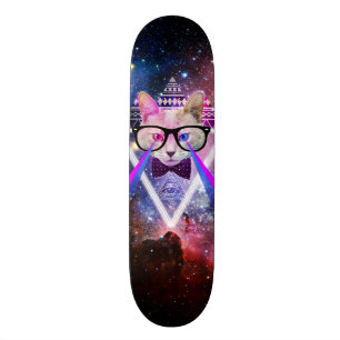 Hipstergalaxkatt Mini Skateboard Bräda 18,7 Cm