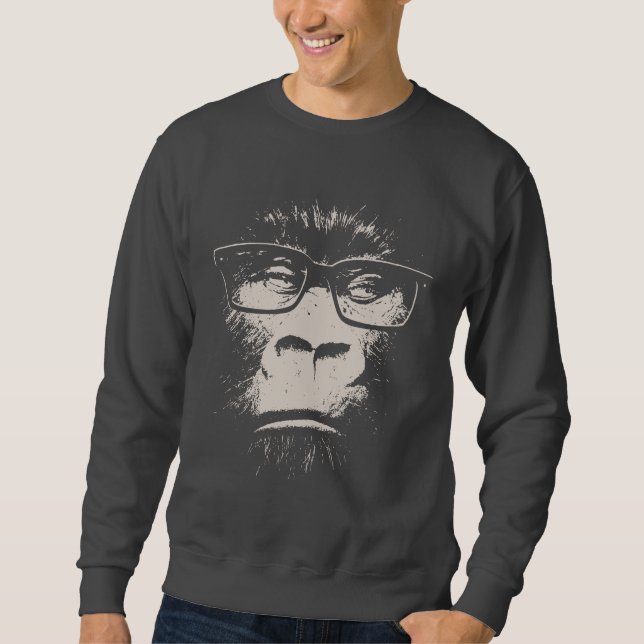 Hipstergorilla med exponeringsglas långärmad tröja (Framsida)