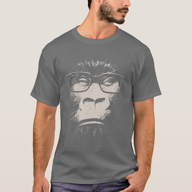 Hipstergorilla med exponeringsglas tee shirt (Framsida)