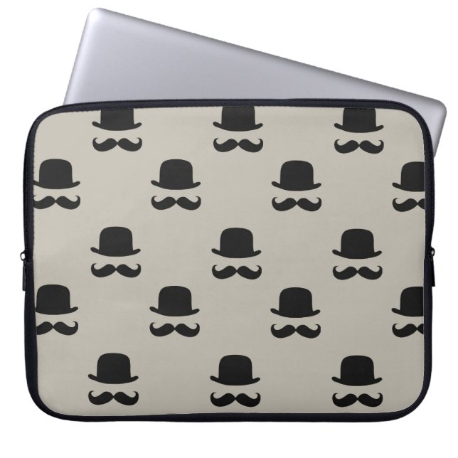 Hipsterhattar och mustascher laptop sleeve (Framsidan)