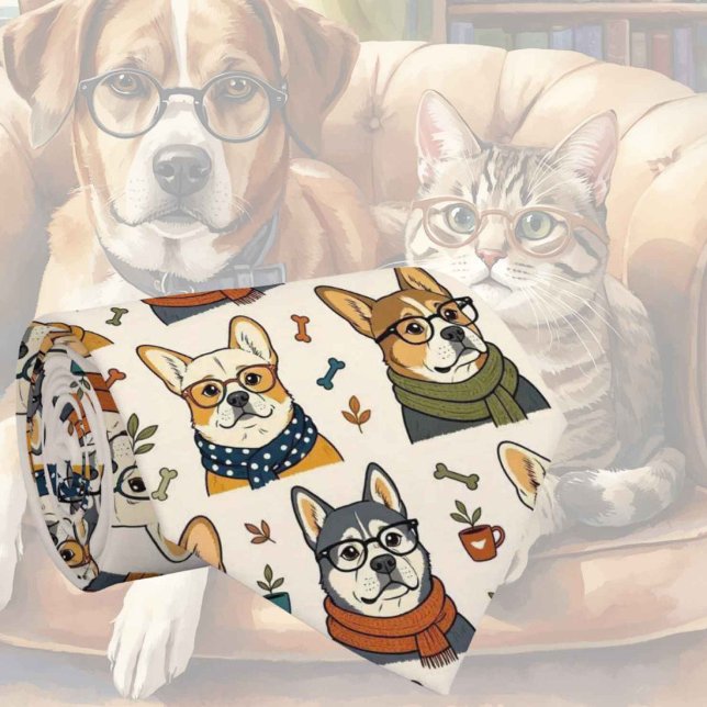 Hipsterhund i glasögon illustrationer slips (Skapare uppladdad)