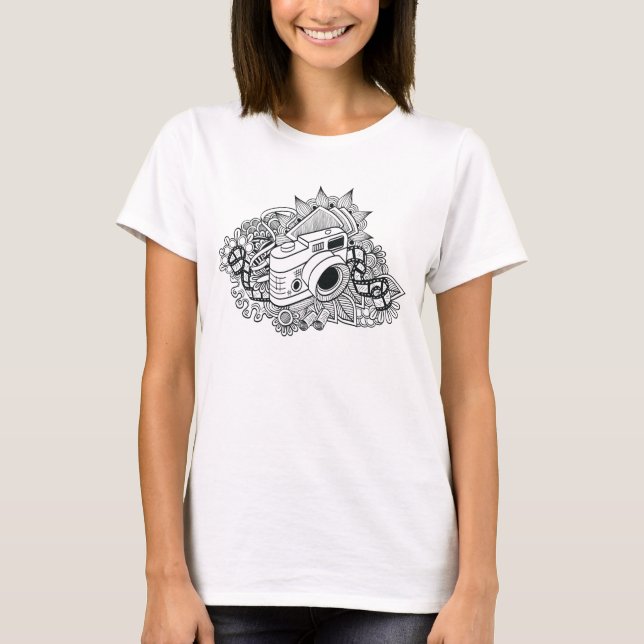 Hipsterkameraklotter Tee (Framsida)