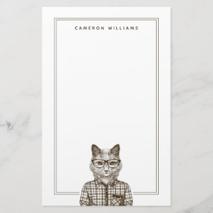 Hipsterkatten tillfogar ditt namn brevpapper