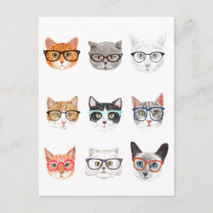 Hipsterkatter Vykort