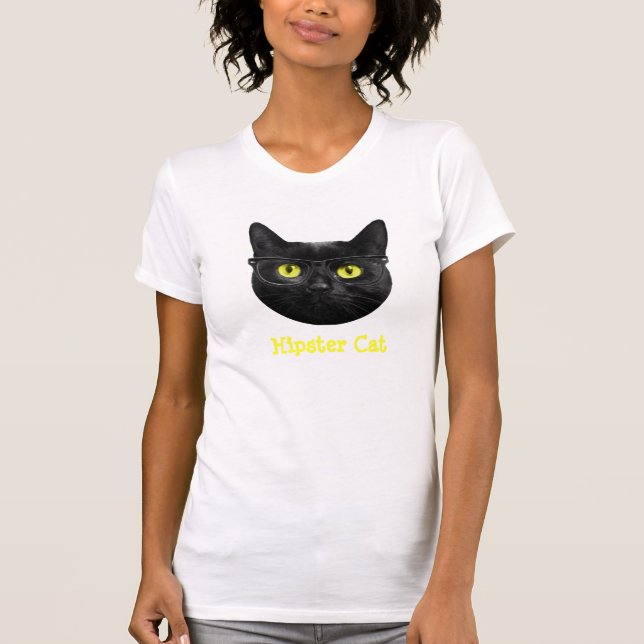 Hipsterkattt-skjorta T-shirt (Framsida)