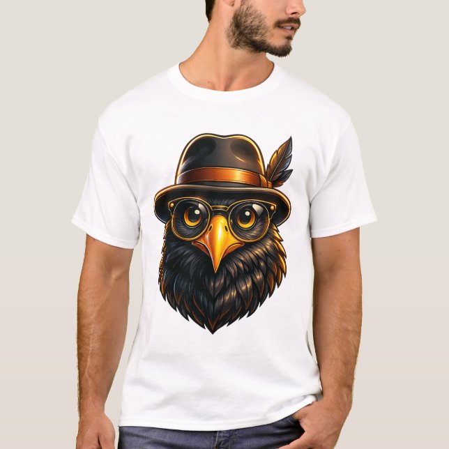 Hipsterkorp med hatt och glasögon t shirt (Framsida)