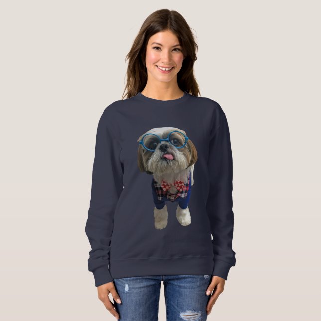 HipsterShih Tzu hund T-shirt (Hel framsida)
