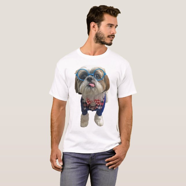 HipsterShih Tzu hund T Shirt (Hel framsida)