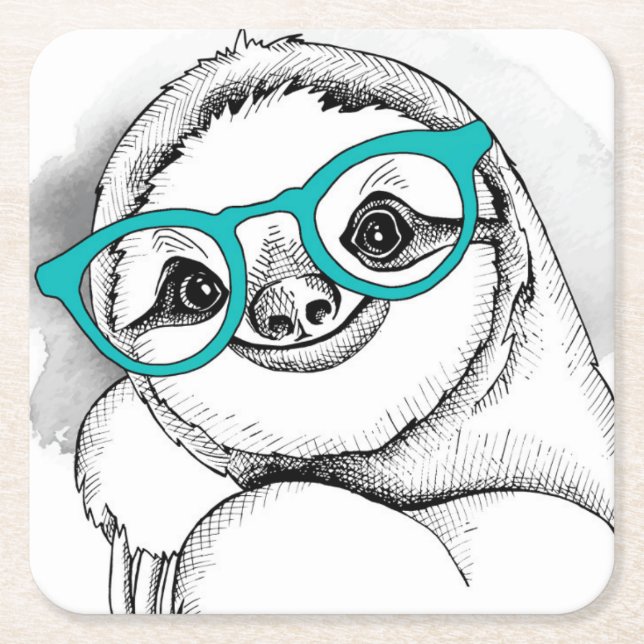 HipsterSloth Underlägg Papper Kvadrat (Framsidan)