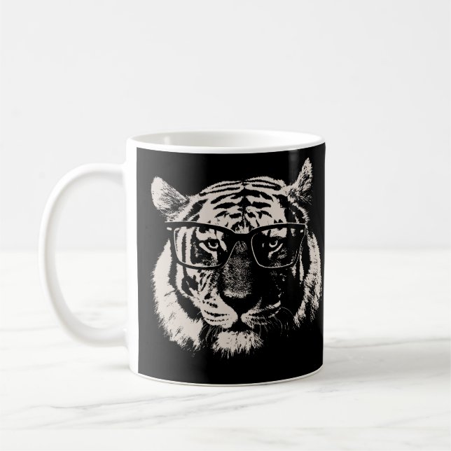 Hipstertiger med exponeringsglas kaffemugg (Vänster)