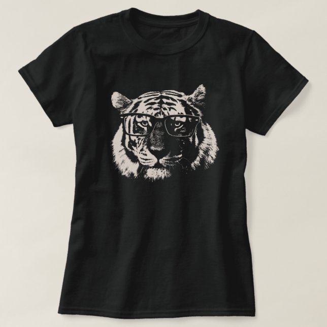 Hipstertiger med exponeringsglas tee shirt (Design framsida)