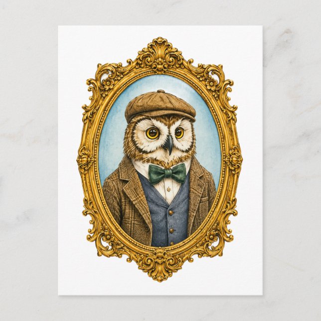 Hipsteruggla Porträtt Vykort (Framsida)