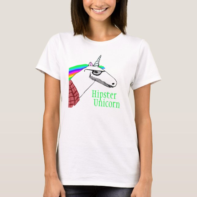HipsterUnicornskjorta Tee Shirt (Framsida)