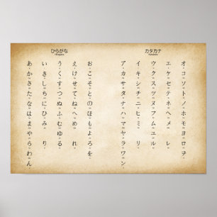 Hiragana Katakana japanska tecken förinställda Poster