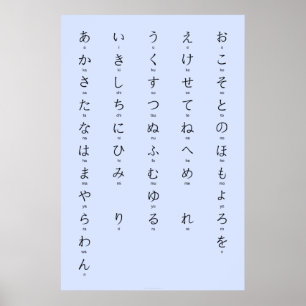 Hiragana med Romaji Lär japanska tecken Poster