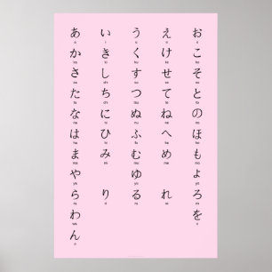 Hiragana med Romaji Lär japanska tecken Poster