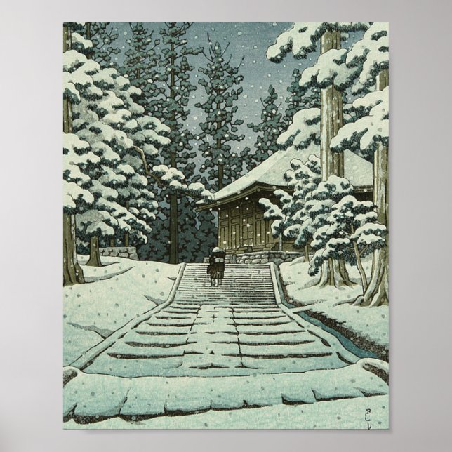 Hiraizumi Hall of the Golden Hue - Hasui Kawase Poster (Framsidan)