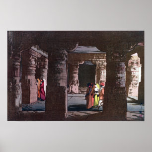 Hiroshi Yoshida Tredje Cave Temple i Ellora Poster