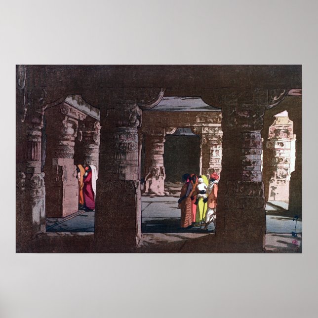 Hiroshi Yoshida Tredje Cave Temple i Ellora Poster (Framsidan)