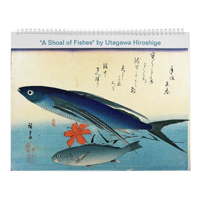  Hiroshige är en skal av japansk fiskutskrift Kalender (Omslag)