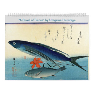  Hiroshige är en skal av japansk fiskutskrift Kalender