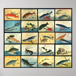 Hiroshige är en skal av japansk fiskutskrift poster
