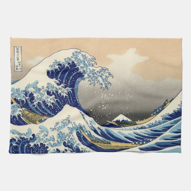 Hiroshige den Underbara vågen av Kanagawa Kökshandduk (Horisontell)