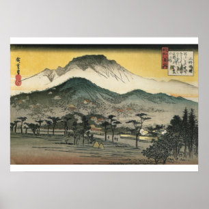 Hiroshige - Evening View of a Temple in Backe Poster