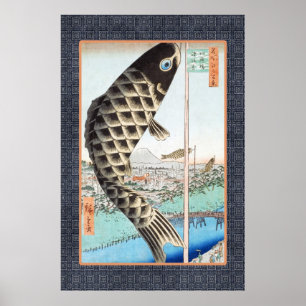 Hiroshige Koi Japanska Ukiyo-e Art Poster