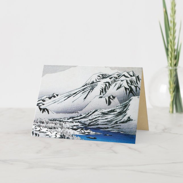 Hiroshige Lingering Snö-julkort Helgkort (Framsida)