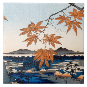 Hiroshige lönnträd på mammor, Tekona relikskrin Kakelplatta