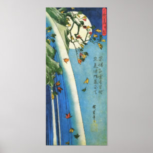 Hiroshige Måne över ett vattenfall japansk finkons Poster